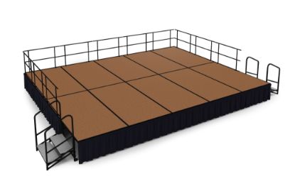 Picture of NPS® 16'x20' Stage Package, 24" Height, Hardboard Floor, Shirred Pleat Black Skirting