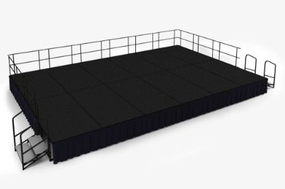 Picture of NPS®  16' x 24' Stage Package, 24" Height, Black Carpet, Shirred Pleat Black Skirting