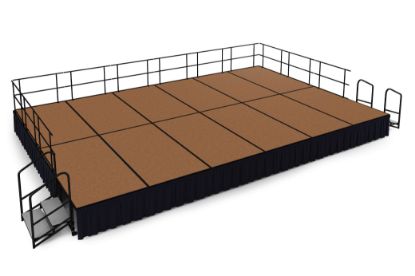 Picture of NPS® 16'x24' Stage Package, 24" Height, Hardboard Floor, Shirred Pleat Black Skirting