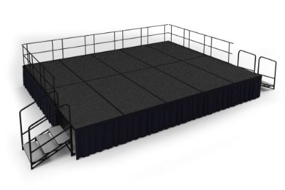 Picture of NPS® 16' x 20' Stage Package, 32" Height, Grey Carpet, Shirred Pleat Black Skirting