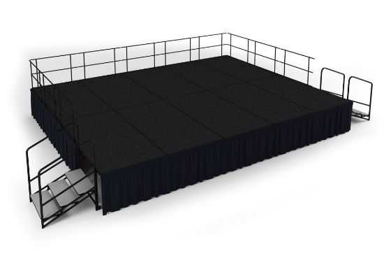 Picture of NPS® 16' x 20' Stage Package, 32" Height, Black Carpet, Shirred Pleat Black Skirting