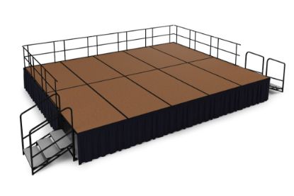 Picture of NPS® 16'x20' Stage Package, 32" Height, Hardboard Floor, Shirred Pleat Black Skirting