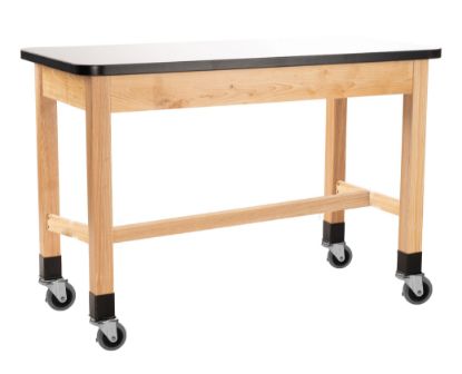 Picture of NPS® Wood Science Lab Table, 24 x 48 x 30, Whiteboard Top, Casters