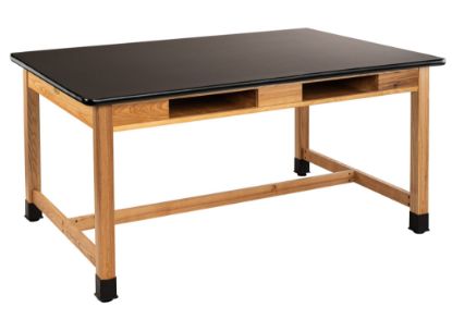 Picture of NPS® Wood Science Lab Table, 42 x 60 x 30, HPL Top, Book Compartments