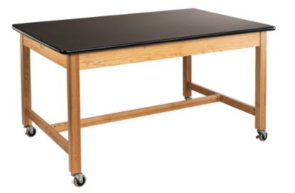 Picture of NPS® Wood Science Lab Table, 42 x 60 x 30, HPL Top, Casters