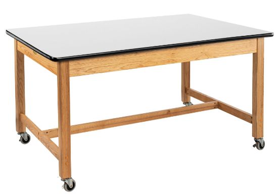 Picture of NPS® Wood Science Lab Table, 42 x 60 x 30, Whiteboard Top, Casters