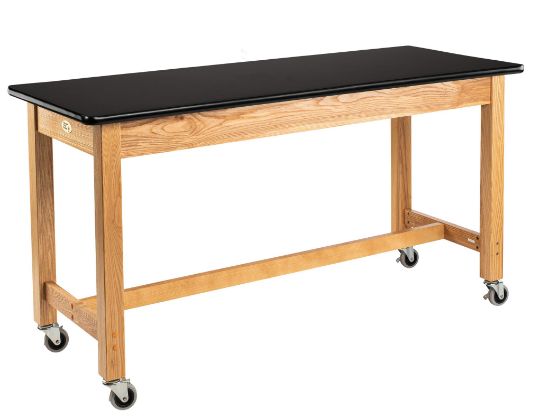 Picture of NPS® Wood Science Lab Table, 24 x 48 x 36, HPL Top, Casters