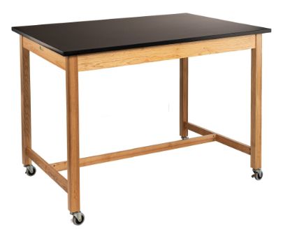 Picture of NPS® Wood Science Lab Table, 42 x 60 x 36, Chemical Resistant Top, Casters