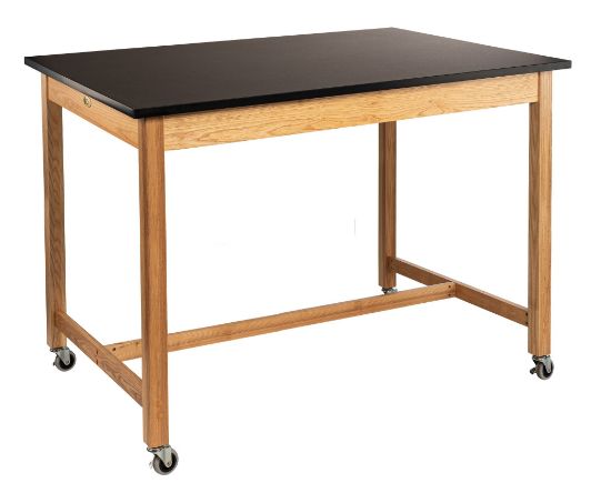 Picture of NPS® Wood Science Lab Table, 42 x 60 x 36, Chemical Resistant Top, Casters