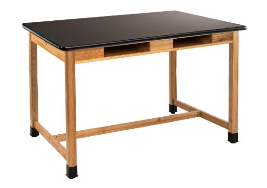 Picture of NPS® Wood Science Lab Table, 42 x 60 x 36, HPL Top, Book Compartments