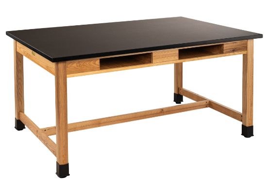 Picture of NPS® Wood Science Lab Table, 42 x 60 x 36, Phenolic Top, Book Compartments