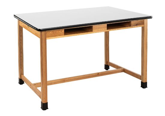 Picture of NPS® Wood Science Lab Table, 42 x 60 x 36, Whiteboard Top, Book Compartments