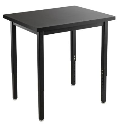 Picture of NPS® Steel Height Adjustable Science Lab Table, 24 X 24 , Chemical Resistant Top, Black