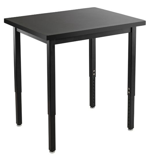 Picture of NPS® Steel Height Adjustable Science Lab Table, 24 X 24 , Chemical Resistant Top, Black