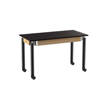 Picture of NPS® Signature Science Lab Table, Black, 24 x 48, Chemical Resistant Top, Casters