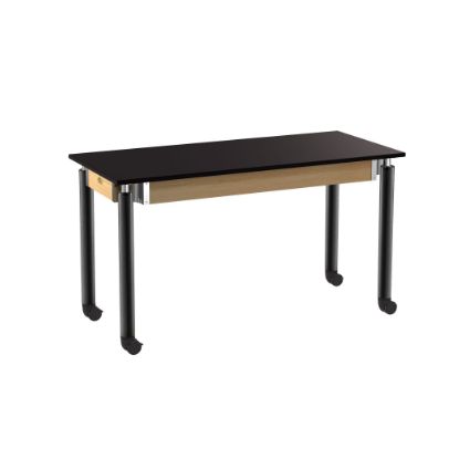 Picture of NPS® Signature Science Lab Table, Black, 24 x 54, Chemical Resistant Top, Casters