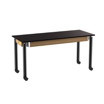 Picture of NPS® Signature Science Lab Table, Black, 24 x 60, Chemical Resistant Top, Casters