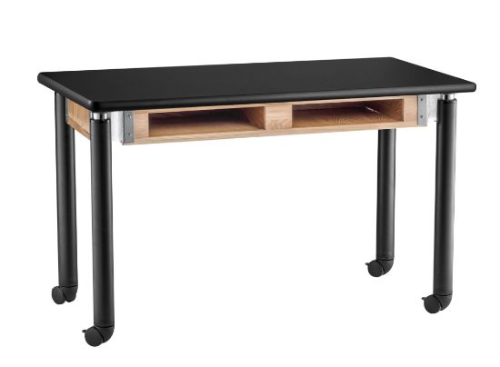 Picture of NPS® Signature Science Lab Table, Black, 30 x 60, HPL Top, Book Compartments and Casters