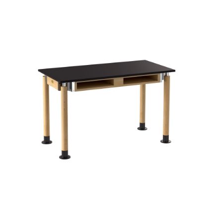 Picture of NPS® Signature Science Lab Table, Oak, 24 x 48, Chemical Resistant Top, Book Compartments