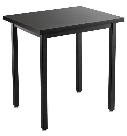 Picture of NPS® Steel Fixed Height Science Lab Table, 24 X 24 X 30, Chemical Resistant Top, Black