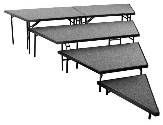 Picture of NPS® 4-Tier Seated Riser Stage Pie Section, Grey Carpet (36" Deep Tiers)