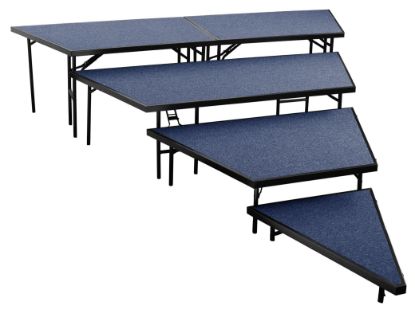 Picture of NPS® 4-Tier Seated Riser Stage Pie Section, Blue Carpet (36" Deep Tiers)