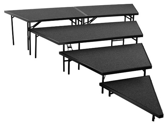 Picture of NPS® 4-Tier Seated Riser Stage Pie Section, Black Carpet (36" Deep Tiers)