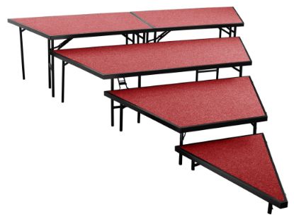 Picture of NPS® 4-Tier Seated Riser Stage Pie Section, Red Carpet (36" Deep Tiers)