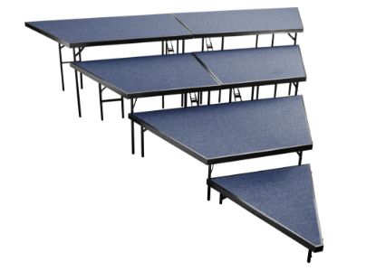 Picture of NPS® 4-Tier Seated Riser Stage Pie Section, Blue Carpet (48" Deep Tiers)