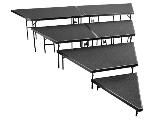 Picture of NPS® 4-Tier Seated Riser Stage Pie Section, Black Carpet (48" Deep Tiers)