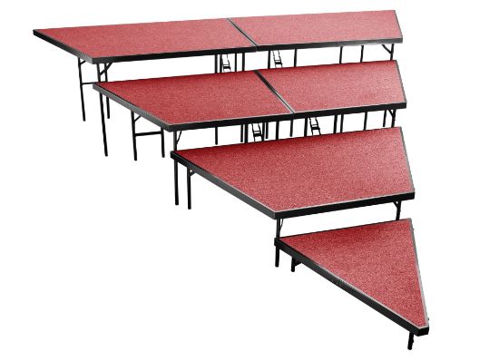 Picture of NPS® 4-Tier Seated Riser Stage Pie Section, Red Carpet (48" Deep Tiers)