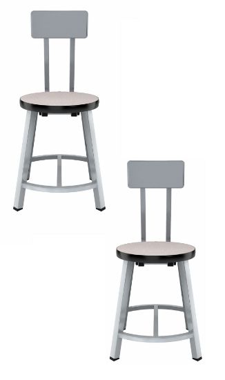 Picture of (2 Pack) NPS®   18" Titan Stool, PB T-Mold Seat with Backrest, Grey Frame