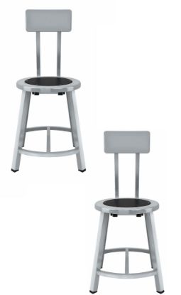 Picture of (2 Pack) NPS®   18" Titan Stool, Black Steel Seat and Backrest, Gray Frame