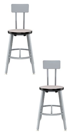 Picture of (2 Pack) NPS®   18-26" Height Adjustable Titan Stool, PB T-Mold Seat with Backrest, Gray Frame