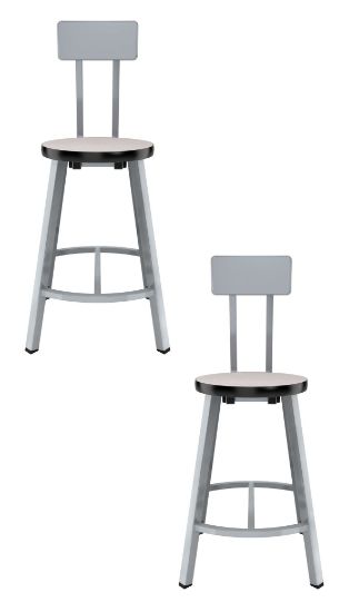 Picture of (2 Pack) NPS®   24" Titan Stool MDF Protect Edge Seat with Backrest, Grey Frame