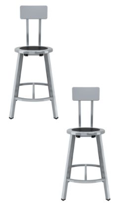 Picture of (2 Pack) NPS®   24" Titan Stool, Black Steel Seat and Backrest, Gray Frame