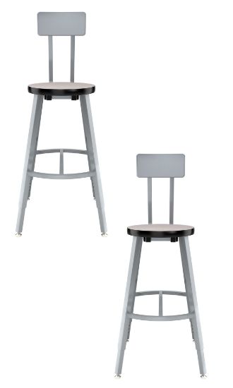 Picture of (2 Pack) NPS®   24-32" Height Adjustable Titan Stool with Backrest, MDF Protect Edge Seat, Grey Frame