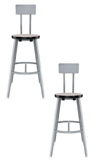 Picture of (2 Pack) NPS®   24-32" Height Adjustable Titan Stool, PB T-Mold Seat with Backrest, Gray Frame