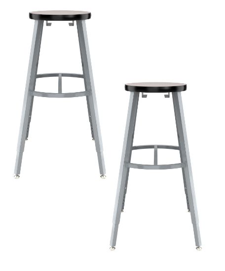 Picture of (2 Pack) NPS®   30-38" Height Adjustable Titan Stool, MDF Protect Edge Seat, Grey Frame