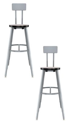 Picture of (2 Pack) NPS®   30-38" Height Adjustable Titan Stool with Backrest, MDF Protect Edge Seat, Grey Frame