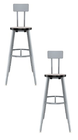 Picture of (2 Pack) NPS®   30-38" Height Adjustable Titan Stool, PB T-Mold Seat with Backrest, Gray Frame